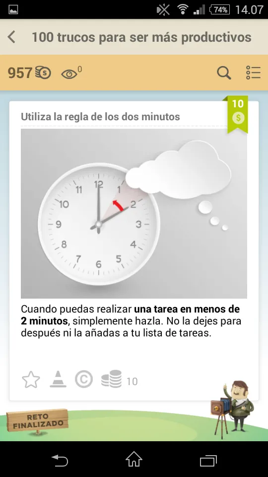 Utiliza la regla de los 2 minutos