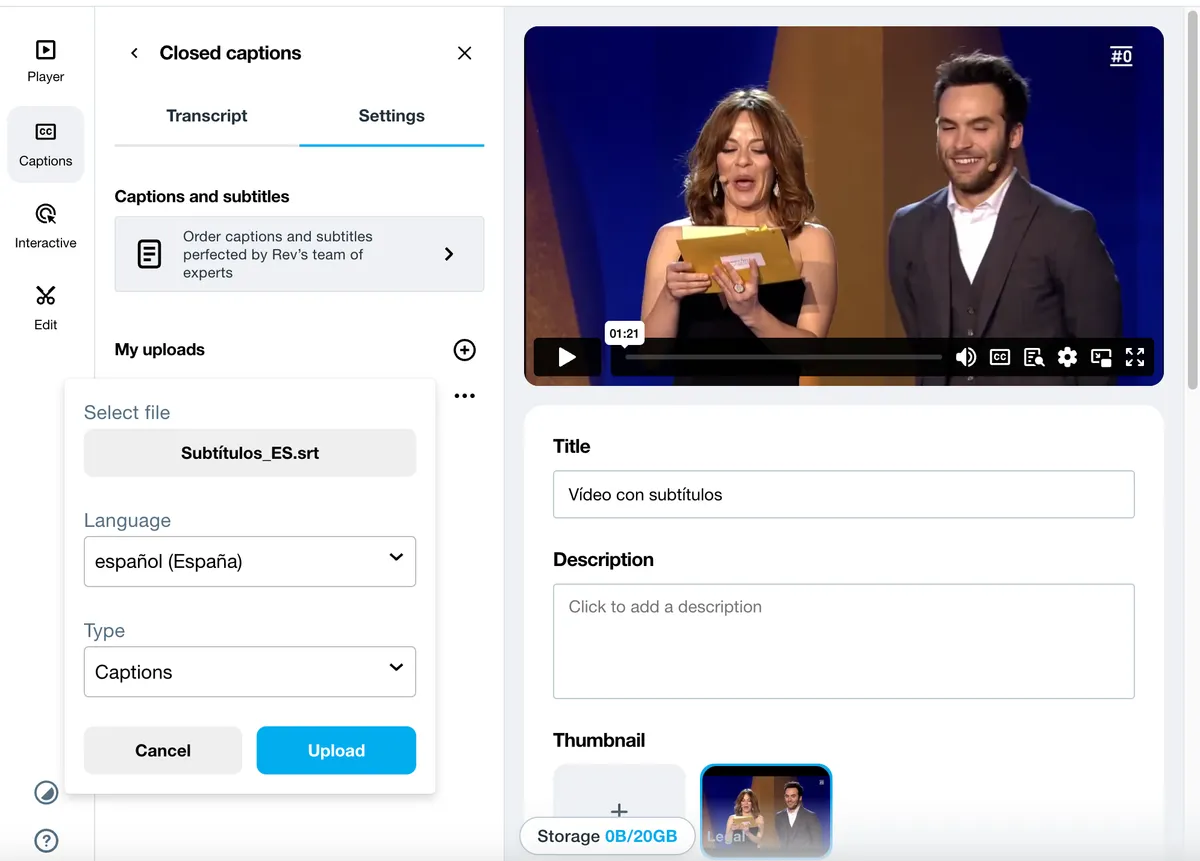 Subtítulos en Vimeo