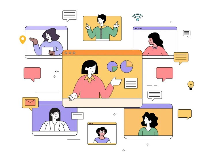 Ilustración de reunión online